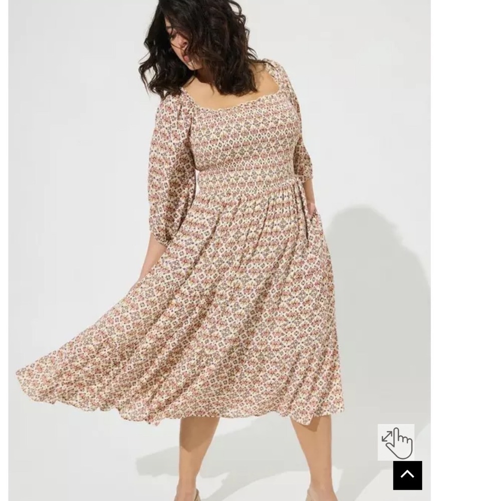 NWT Torrid Midi Gauze Off The Shoulder Tiered Dress Pristine Floral Smocked 6X